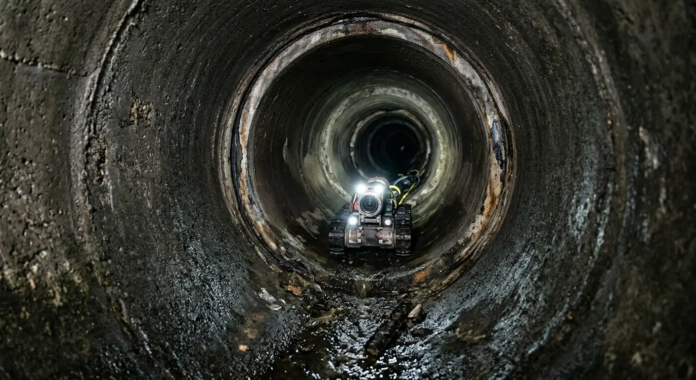 Robotic sewer camera inspecting pipe interior for Sewer Line Repair in Glen Rock